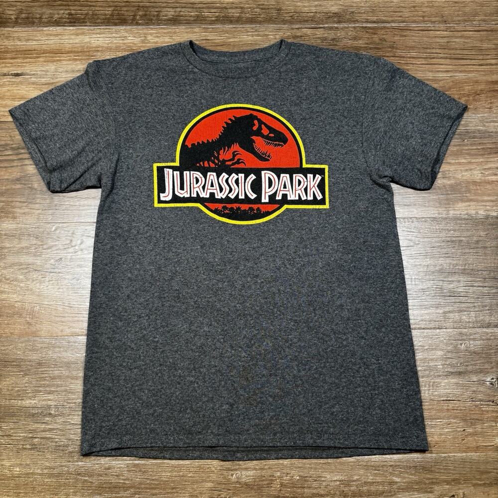Jurassic Park T Shirt Mens M Gray Logo Graphic Dinosaur Movie Tee